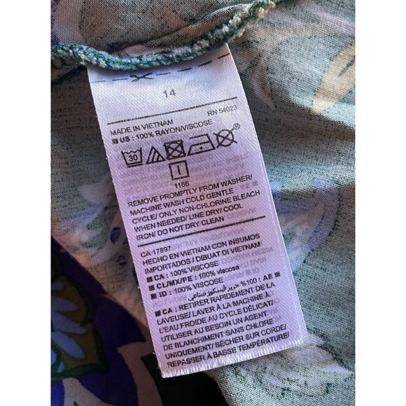 Old Navy long Sleeve fit and flare floral dress green sz 14 flowing flattering - Picture 7 of 7